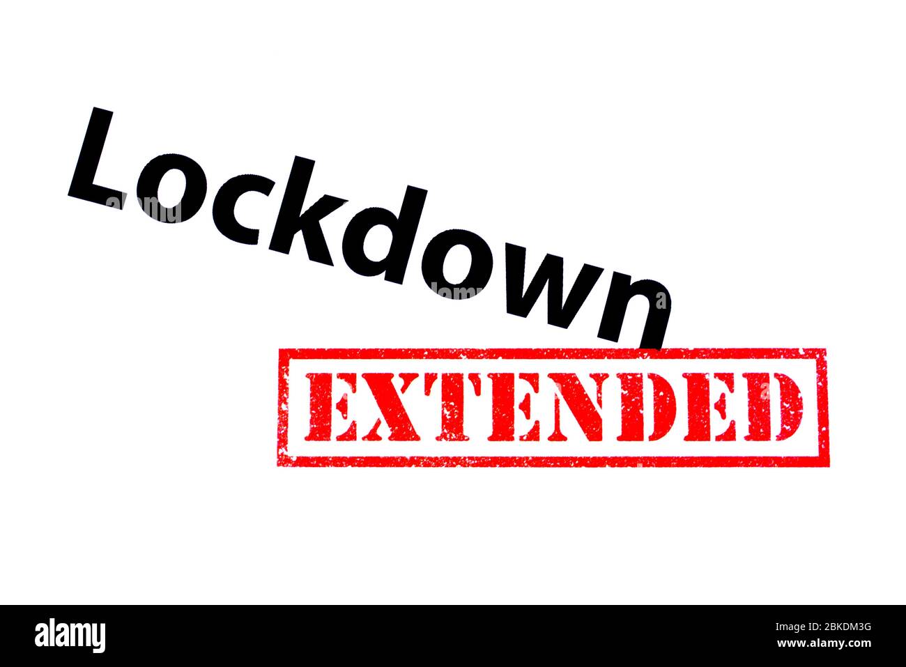 Lockdown con timbro IN gomma ROSSO ESTESO. Foto Stock