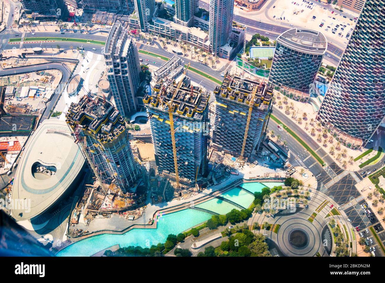 Vista aerea di Dubai da un grattacielo Foto Stock