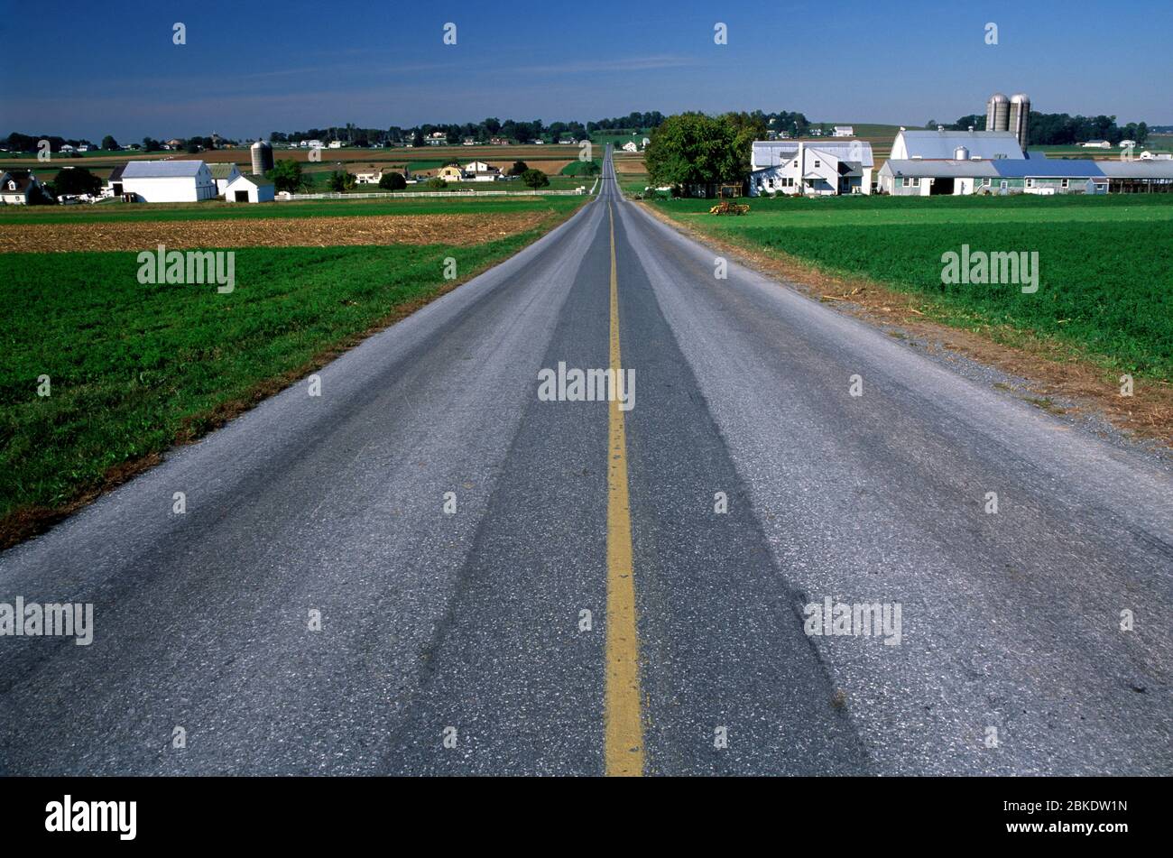 Farm Road, Lancaster County, Pennsylvania Foto Stock