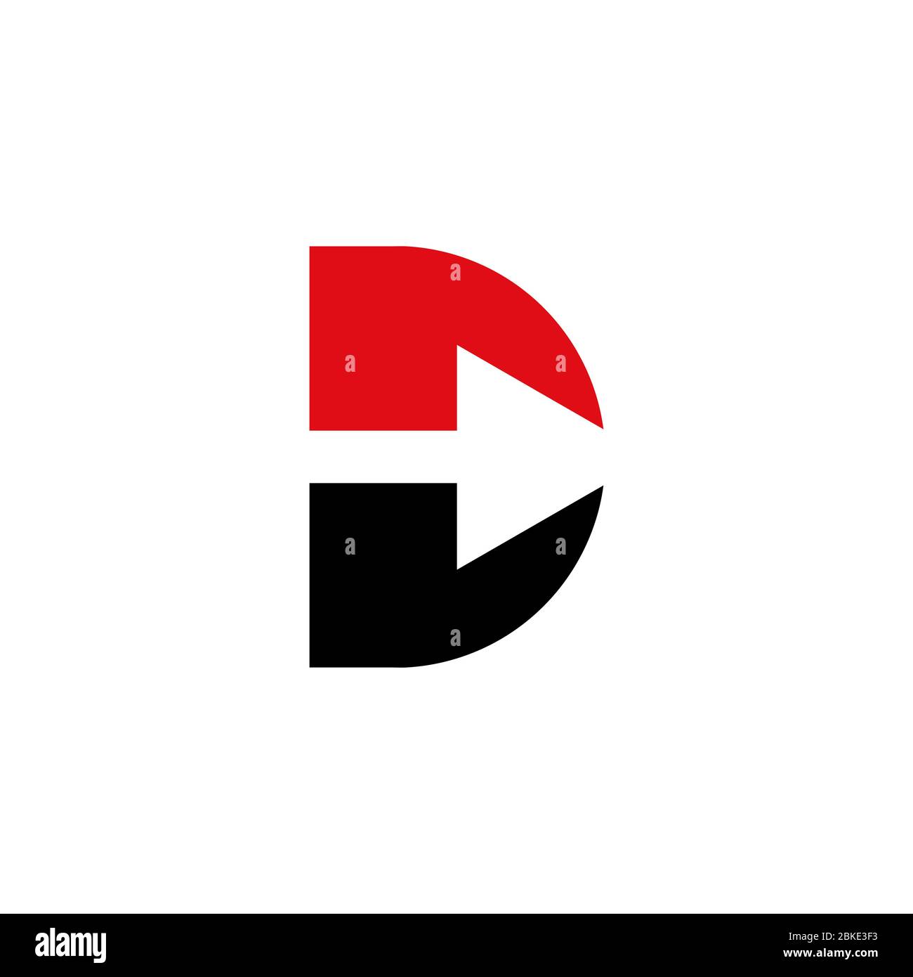 Modello iniziale del logo grafico della lettera D, con concetto di design a freccia, isolato su sfondo bianco. Illustrazione Vettoriale