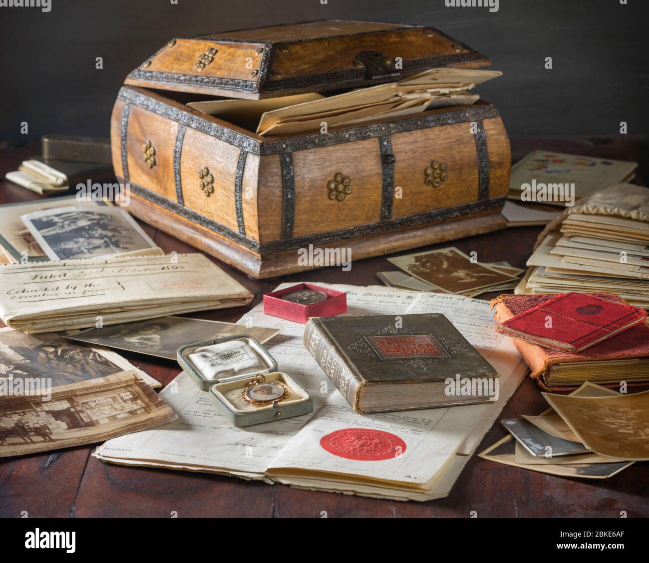 Gli alberi di famiglia. La genealogia. Foto e documenti Foto Stock