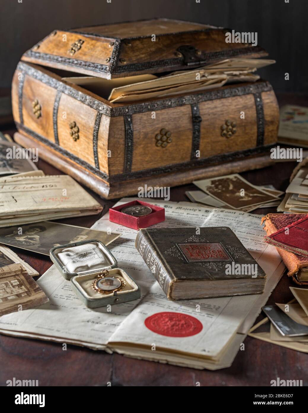 Gli alberi di famiglia. La genealogia. Foto e documenti Foto Stock