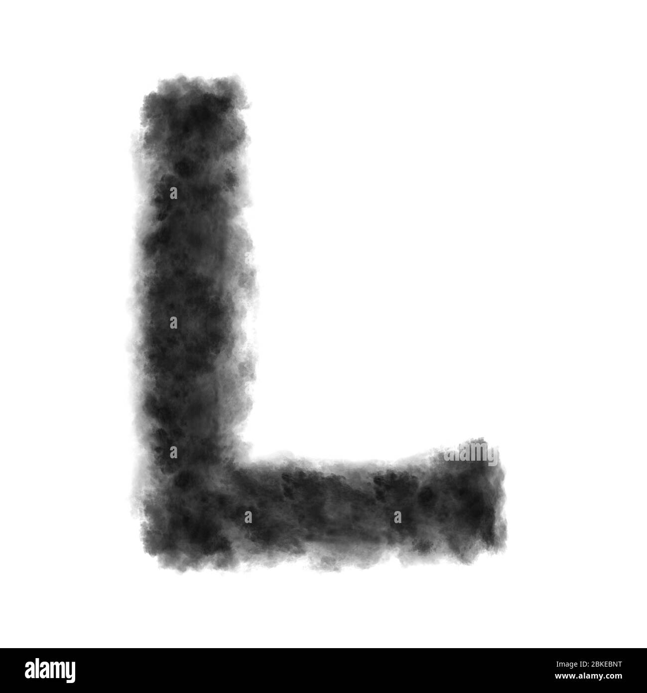 Lettera L fatta da nuvole nere su sfondo bianco. Foto Stock