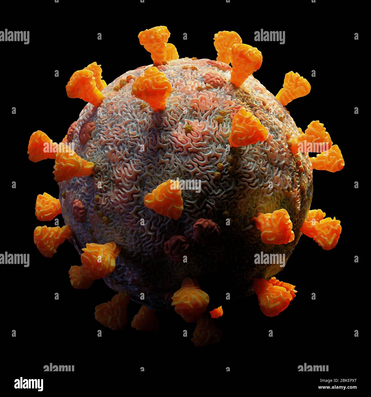 Covid-19 pandemico, virus del Coronavirus isolato su sfondo nero Foto Stock