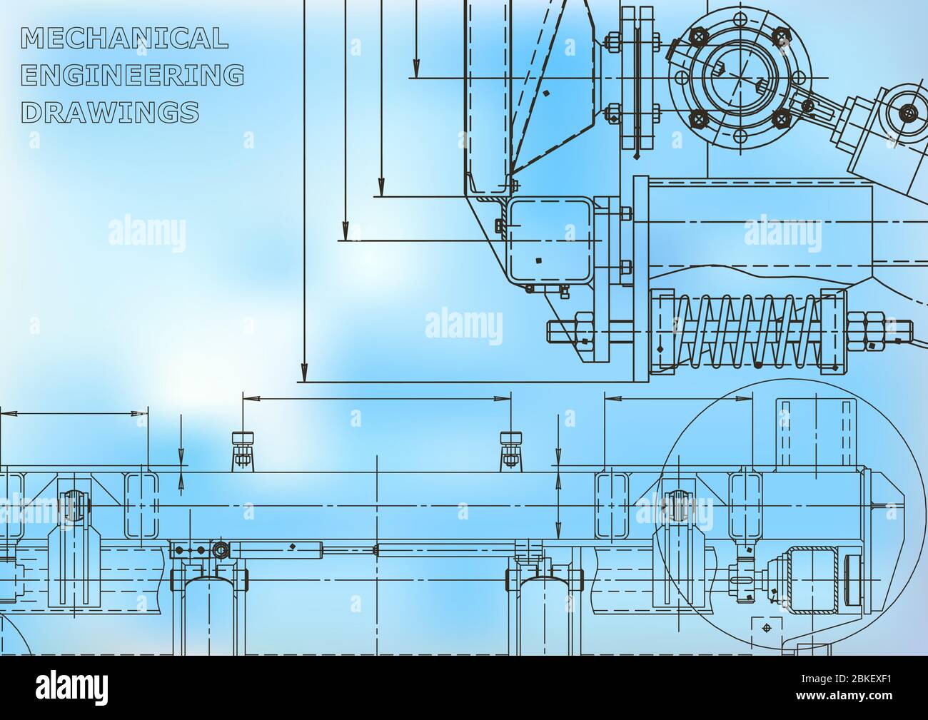 Sistemi di progettazione assistita da computer. Illustrazione tecnica. Blu Illustrazione Vettoriale