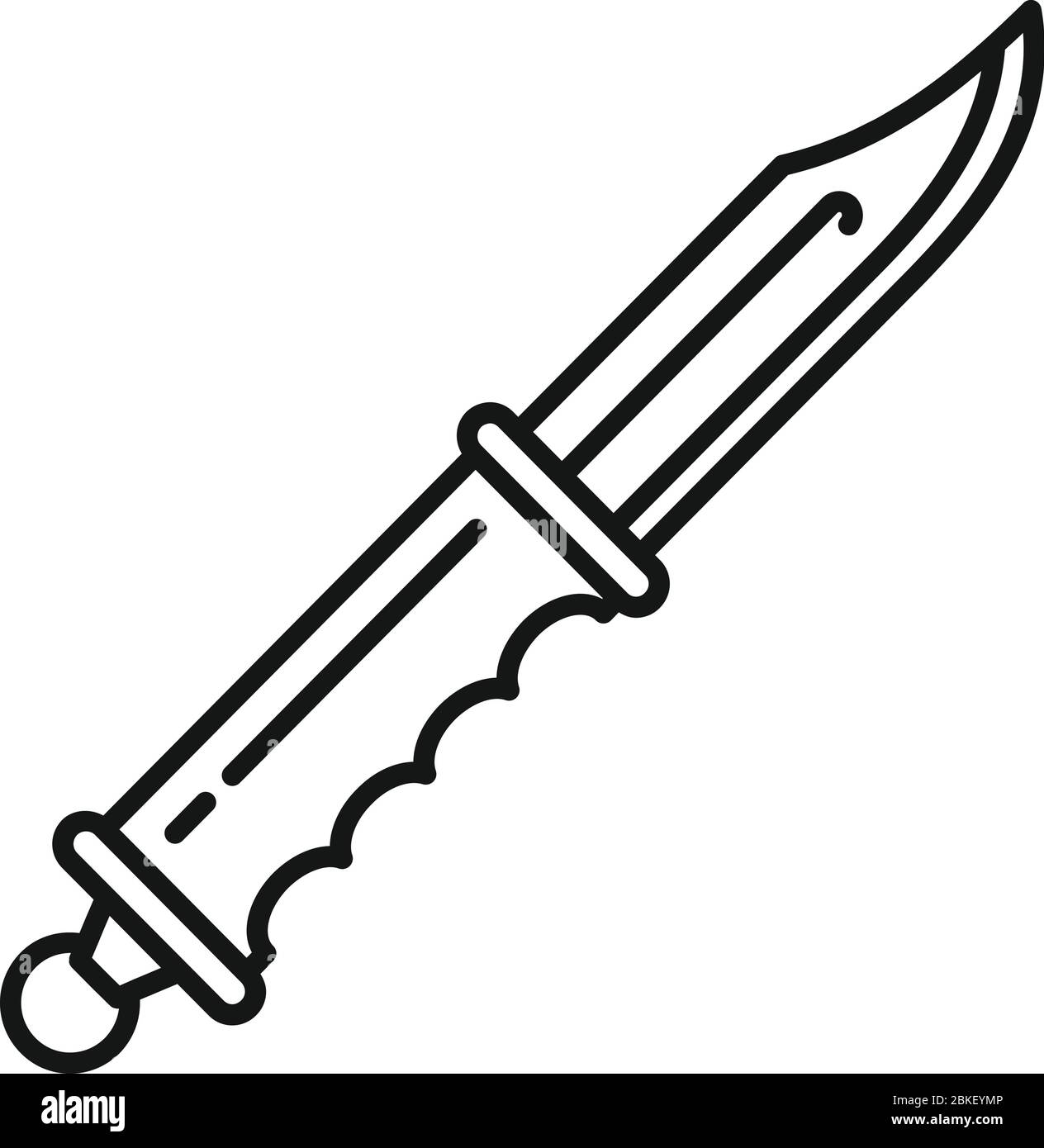 Icona coltello da trekking. Contorno coltello icona vettore per disegno web isolato su sfondo bianco Illustrazione Vettoriale
