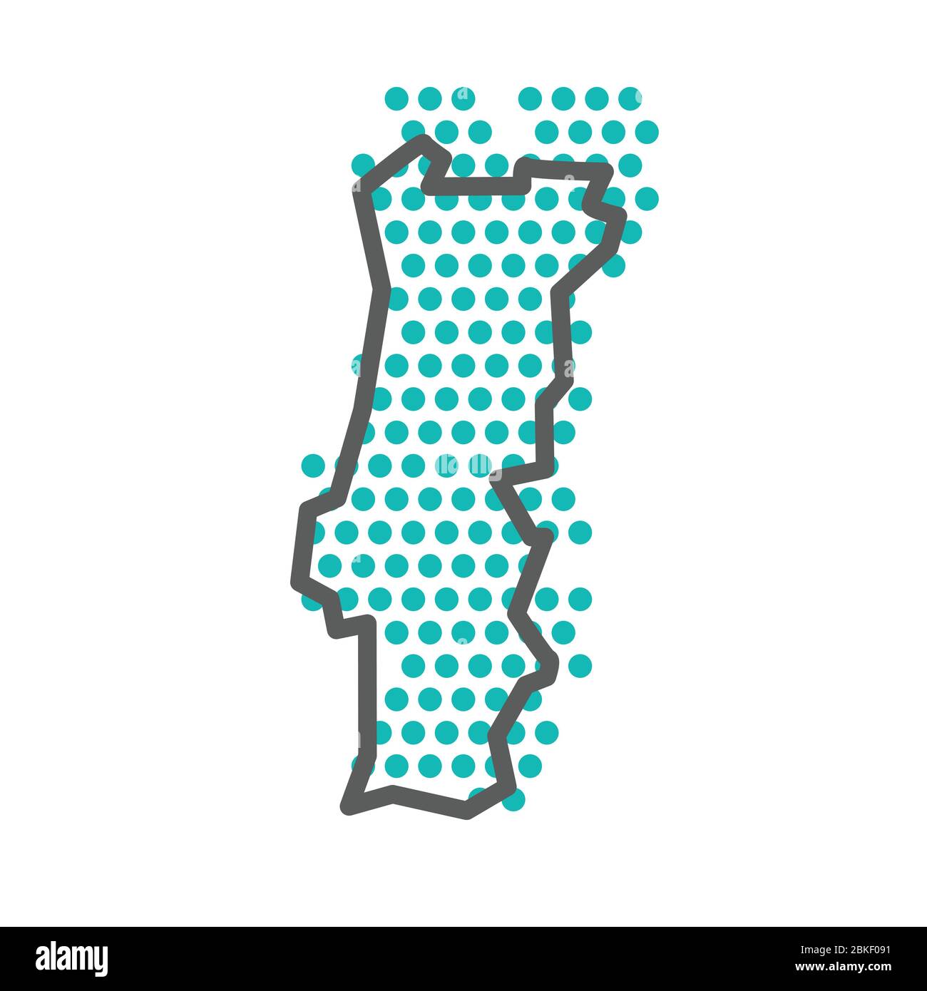 Portogallo semplice mappa con motivo a punti a mezzitoni verdi Illustrazione Vettoriale
