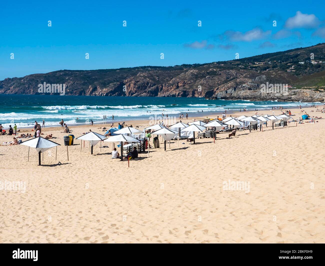 Praia do Guincho, spiaggia dell'Oceano Atlantico, regione di Cascais, Portogallo Foto Stock
