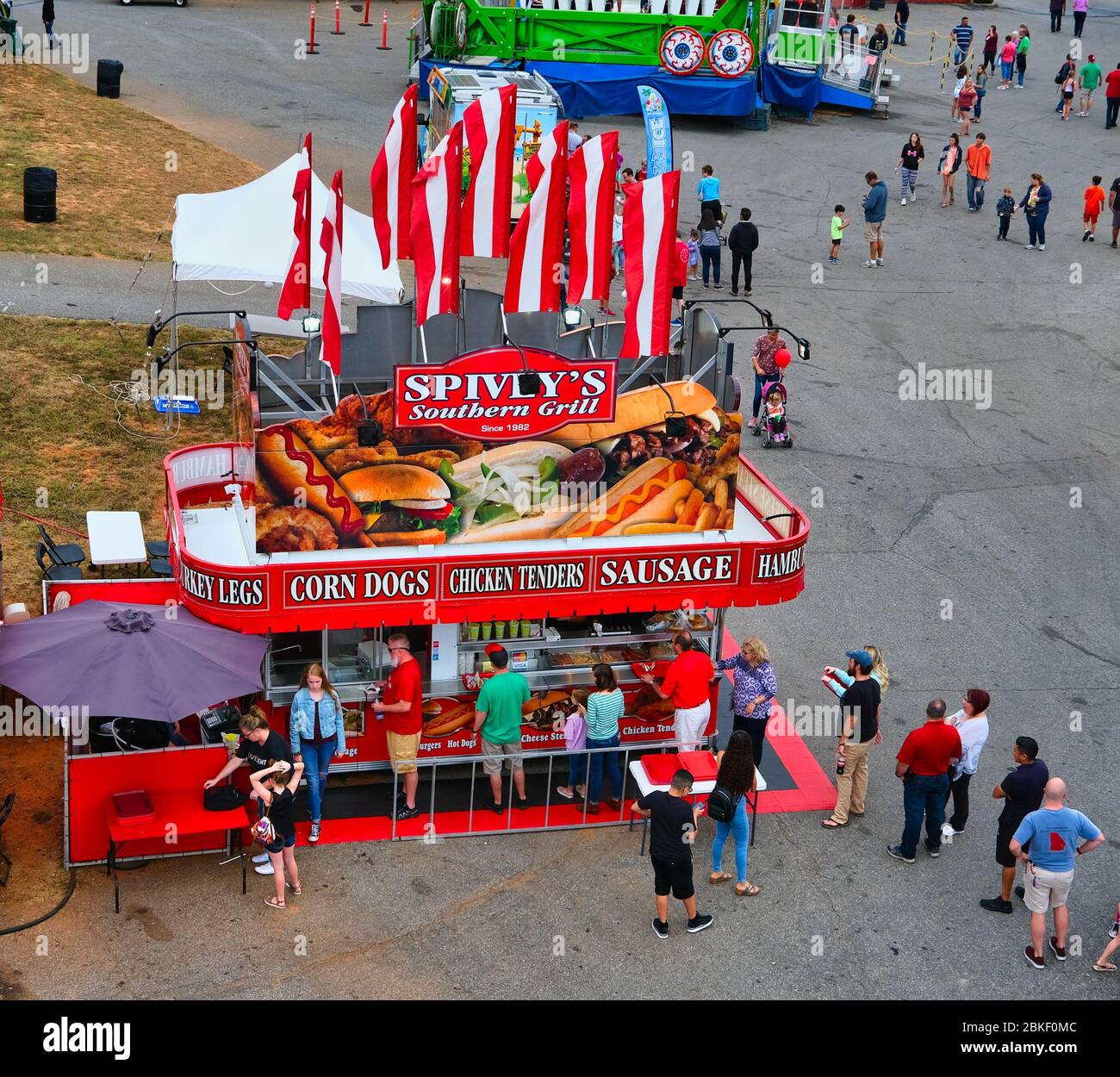 Allineati per lo Spiveys Southern Grill Foto Stock