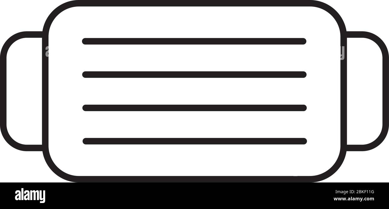 Logo maschera medica facciale o icona chirurgica protettiva. 2019-nIllustrazione del vettore cellulare di batteri del virus coronavirus CoV isolata su bianco. Doodle monoline Illustrazione Vettoriale