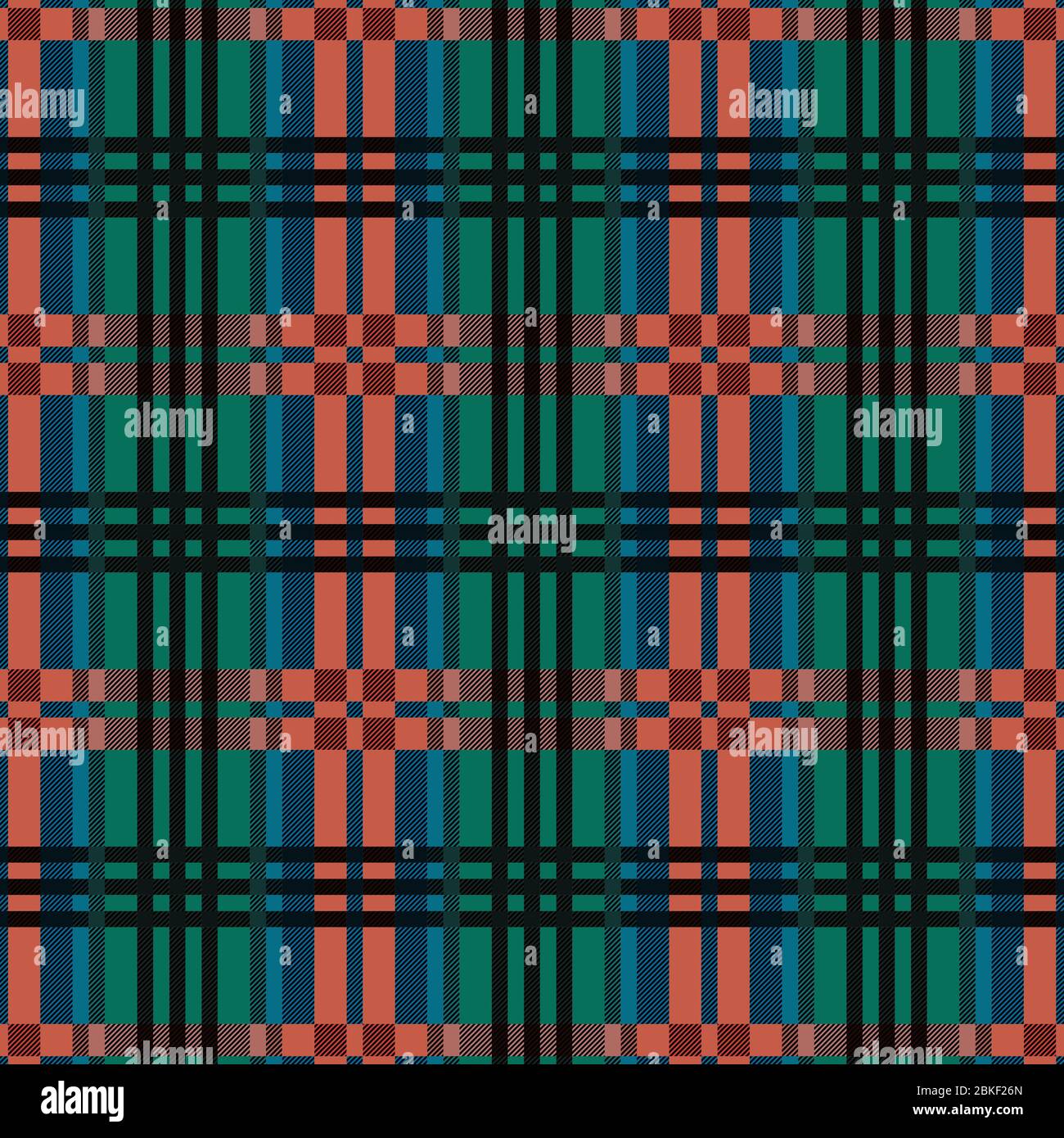 Motivo scozzese senza cuciture in tonalità verde, blu, arancione e nera, texture per flanella camicia, plaid, tovaglie, vestiti, coperte e altri tex Illustrazione Vettoriale