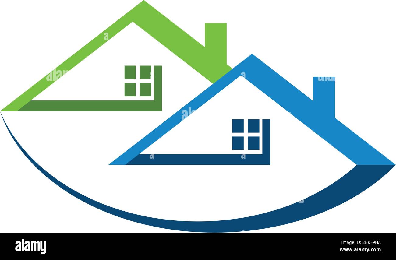 Illustrazione dell'arte di un logo domestico con sfondo isolato Illustrazione Vettoriale