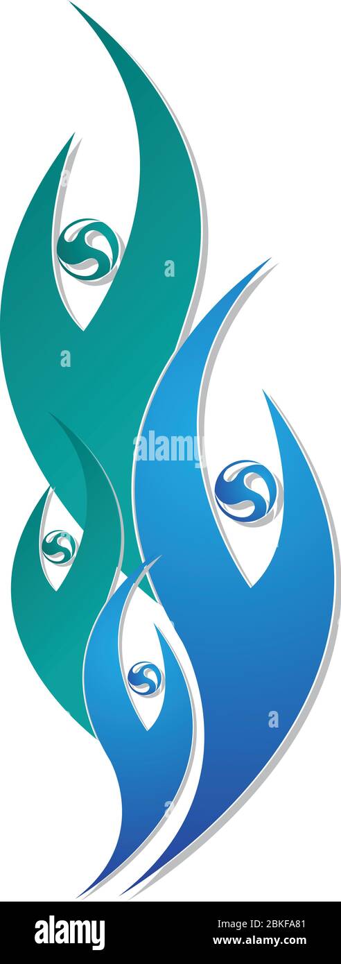 Illustrazione dell'arte di un logo People Flame con sfondo isolato Illustrazione Vettoriale