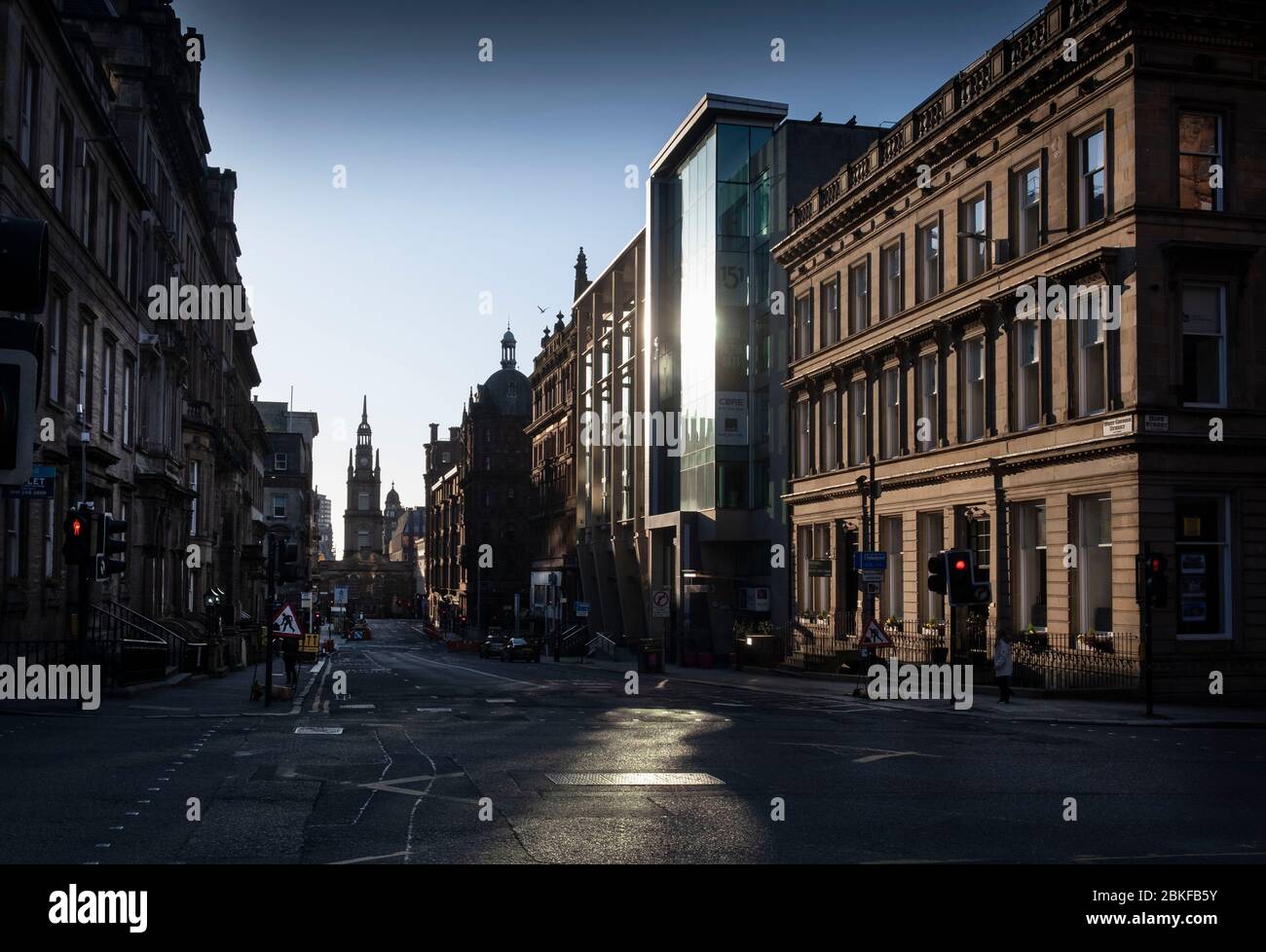 West George Street a Glasgow durante la chiusura a chiave di Covid-19. Foto Stock