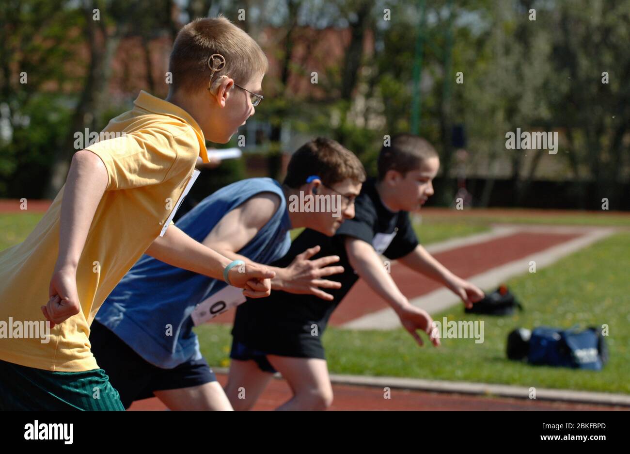 Evento sportivo per bambini disabili organizzato dal North Tyne Council, Regno Unito Foto Stock