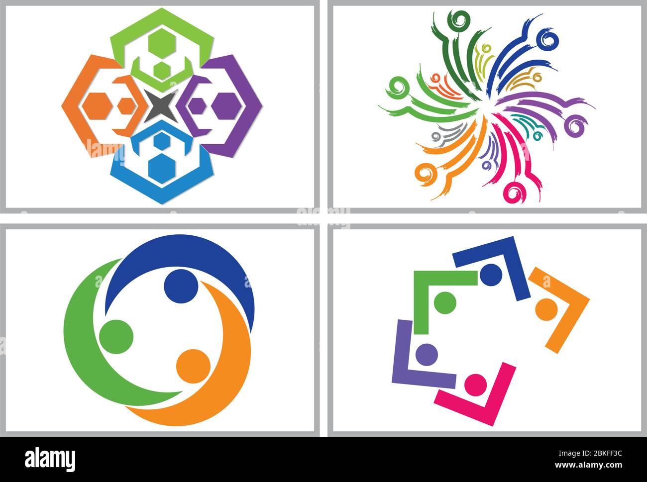 Illustrazione di una collezione di logo di lavoro di squadra con sfondo Illustrazione Vettoriale