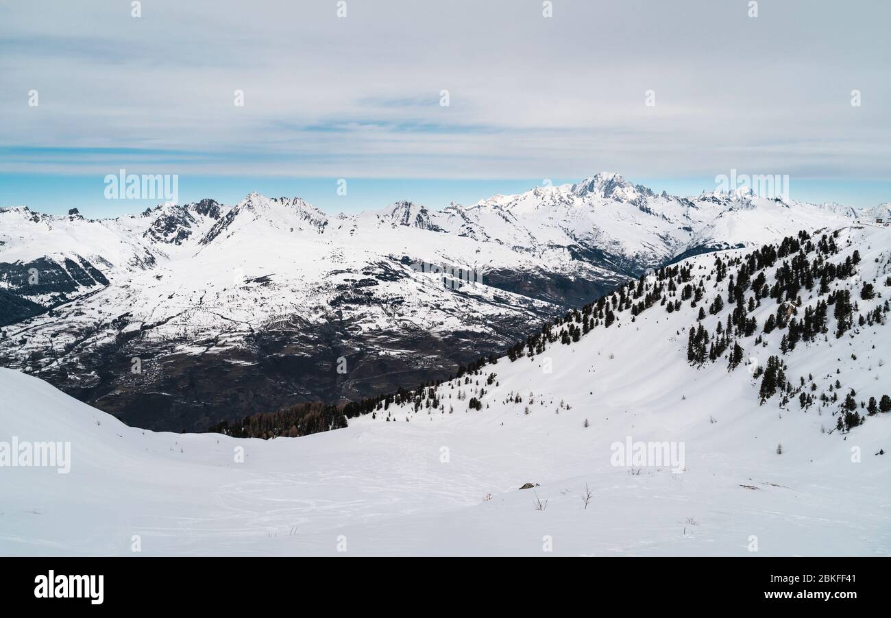 La Plagne stazione sciistica, Alpi francesi, Tarentaise, Francia, Europa Foto Stock