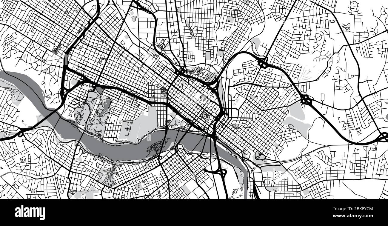 Mappa urbana di Richmond, USA. Capitale dello stato della Virginia Illustrazione Vettoriale