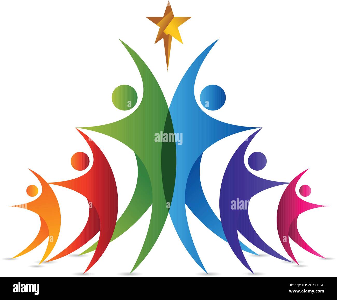 Illustrazione di un logo di lavoro di squadra con sfondo isolato Illustrazione Vettoriale