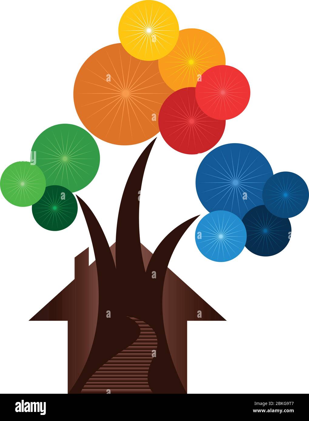 logo home e albero Illustrazione Vettoriale