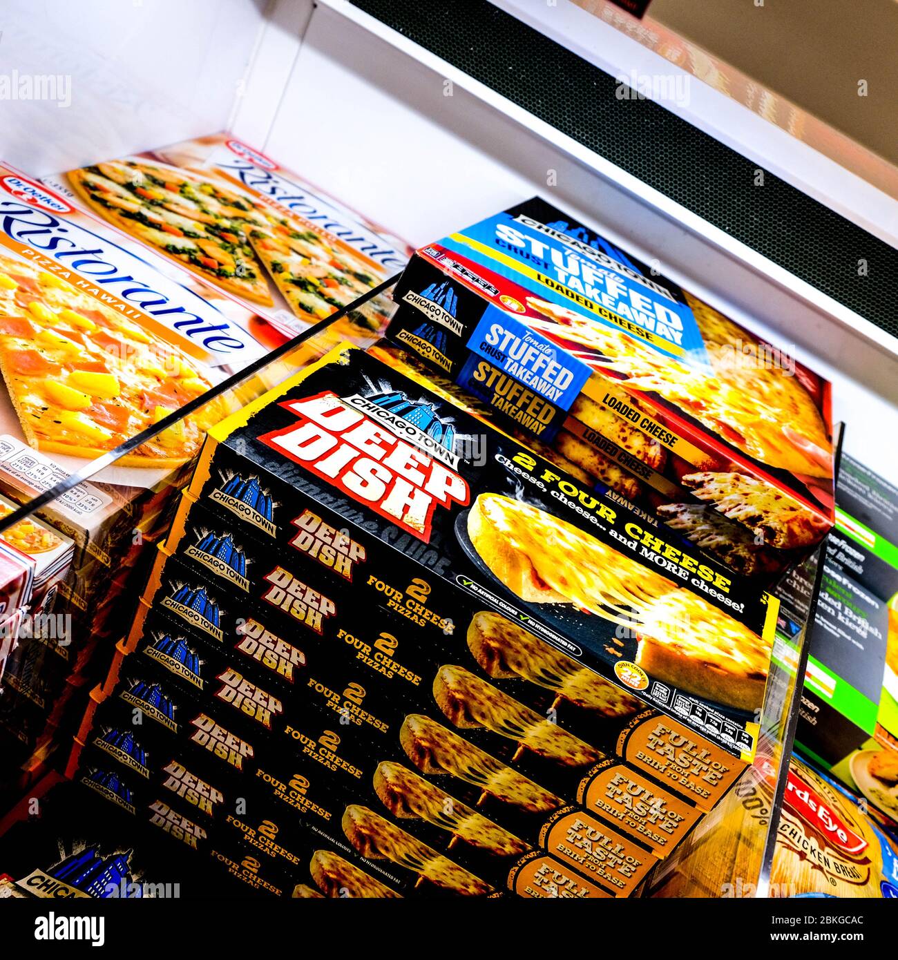 Selezione di pizze surmarket surgelati, fast food, Easy Cook Foto Stock