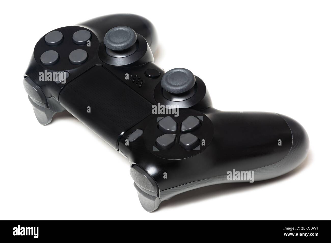 Video gioco controller nero closeup sfondo bianco Foto Stock