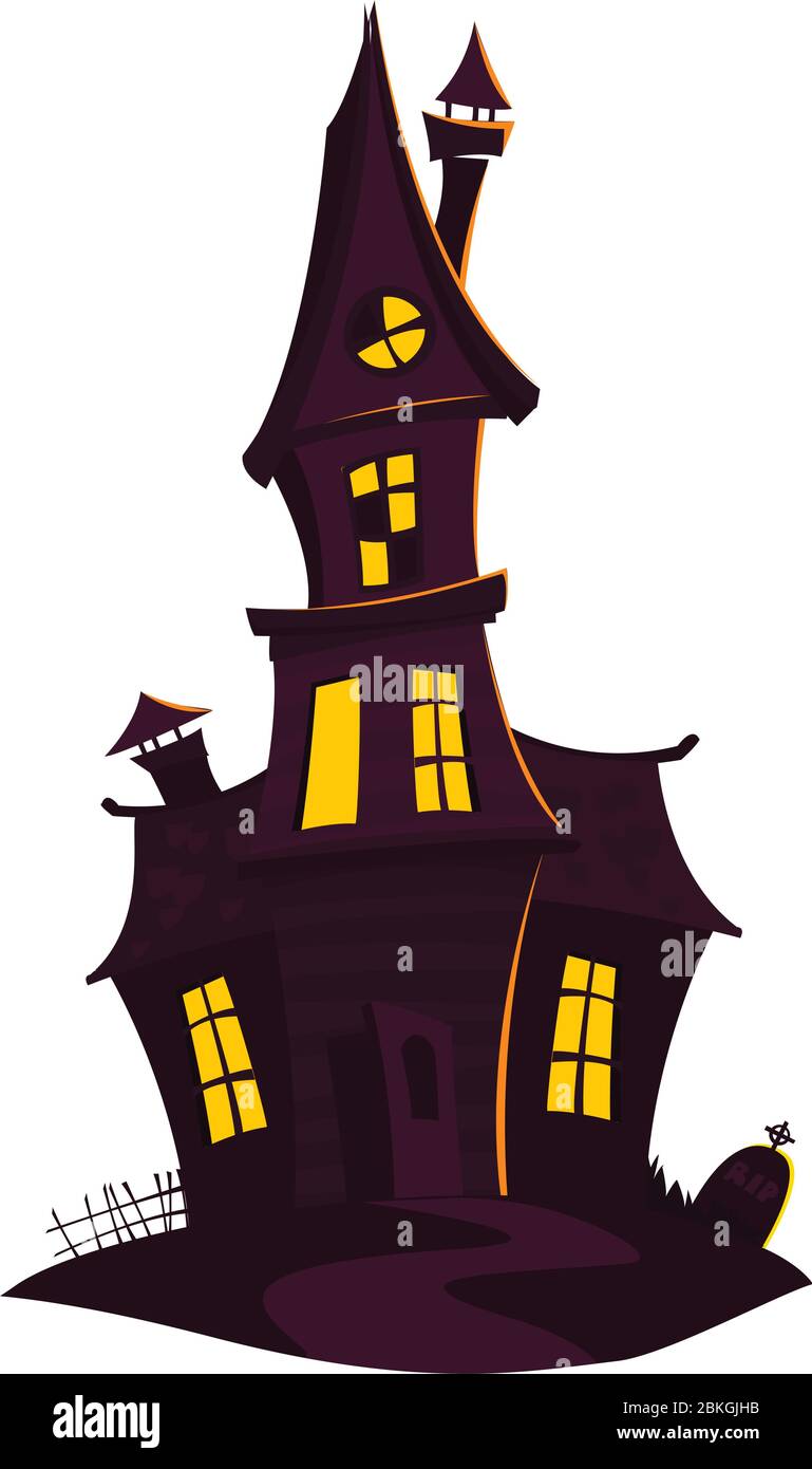 Happy Halloween vecchia casa infestata isolato su uno sfondo bianco Illustrazione Vettoriale