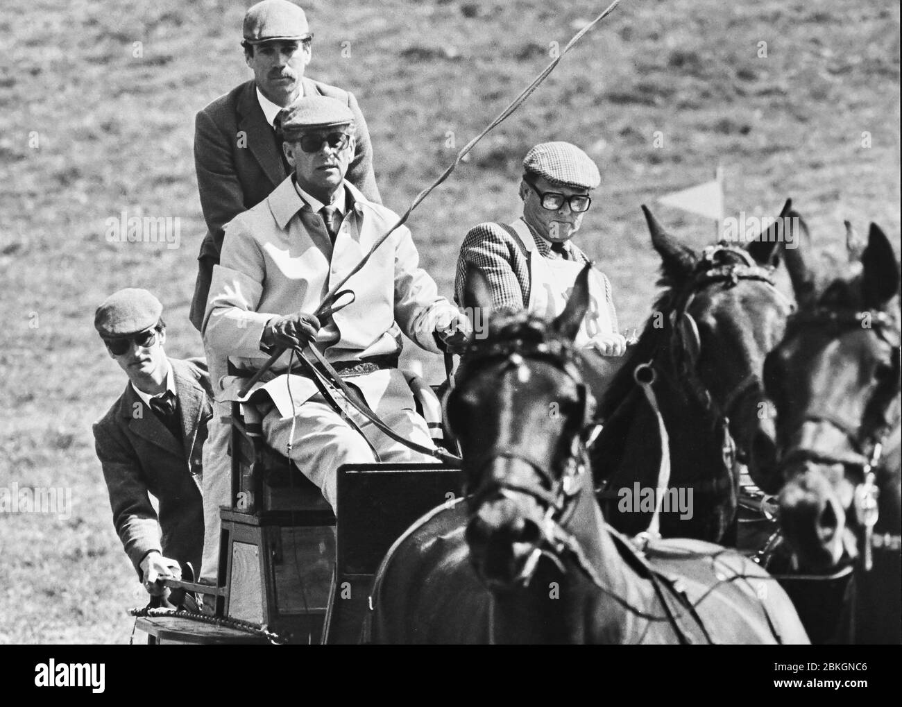 Il principe Filippo gareggia a cavallo e in carrozza allo Stanmer Park anni ottanta Foto Stock