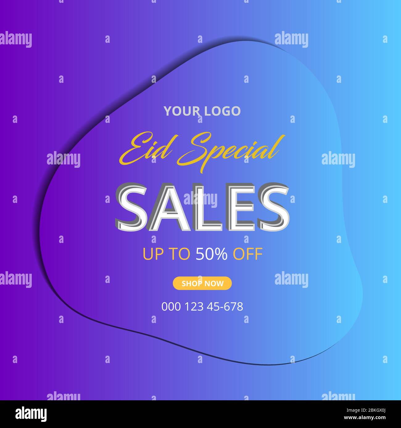 Banner di vendita EID con sfondo astratto e modello di effetto testo Illustrazione Vettoriale