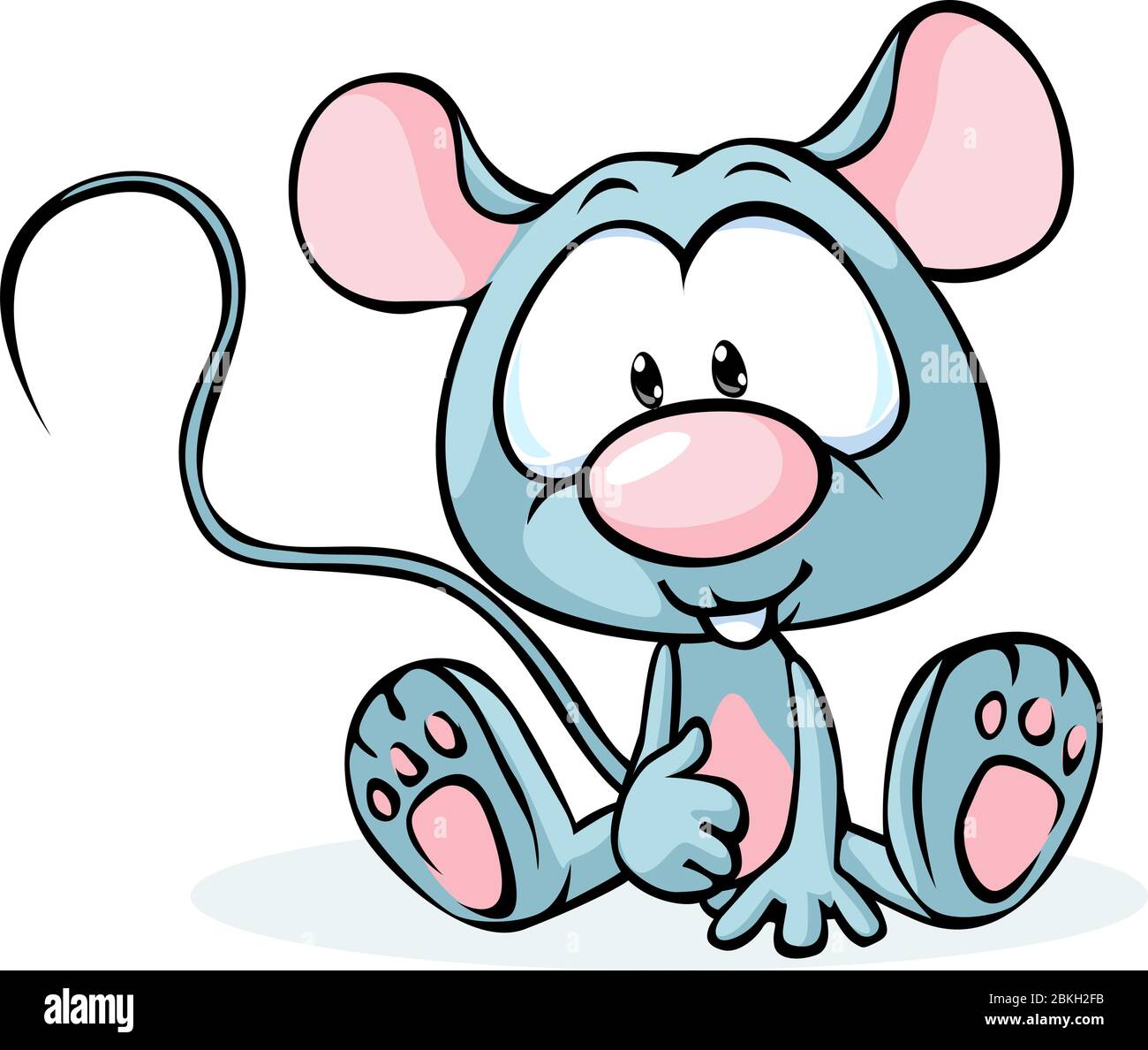 mouse grigio cute seduta isolato su sfondo bianco - vettore Illustrazione Vettoriale