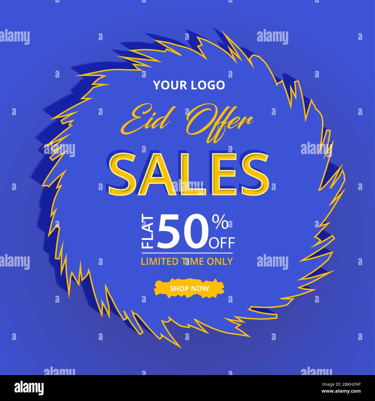 Banner di vendita con sfondo astratto ed effetto testo per modello di Eid Illustrazione Vettoriale