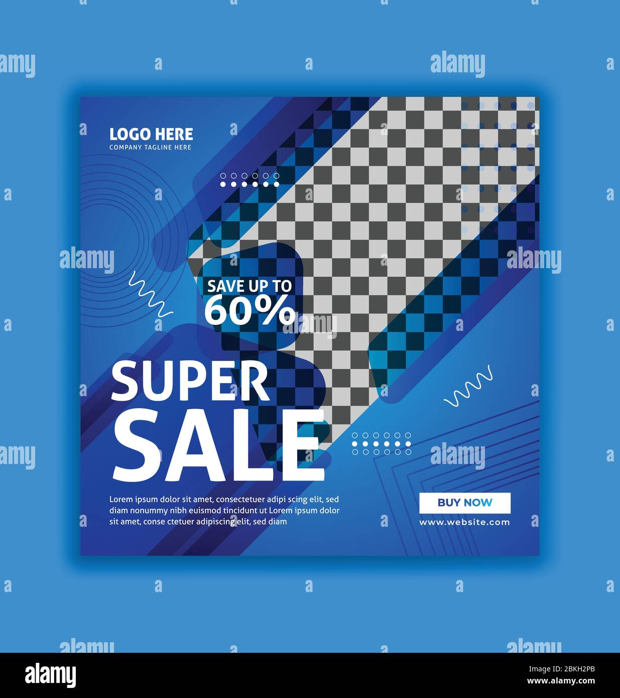 Modello di banner di social media Super sale, modello di vettore di offerta di vendita di moda per i social media Illustrazione Vettoriale