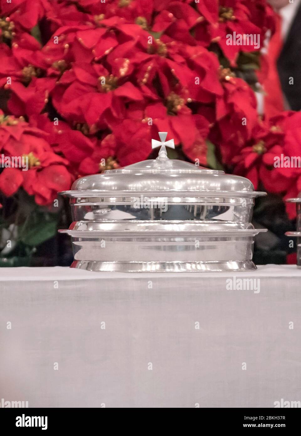 Celebrazione della morte sacrificale di Gesù Cristo, con una Tavola di comunione. Foto Stock