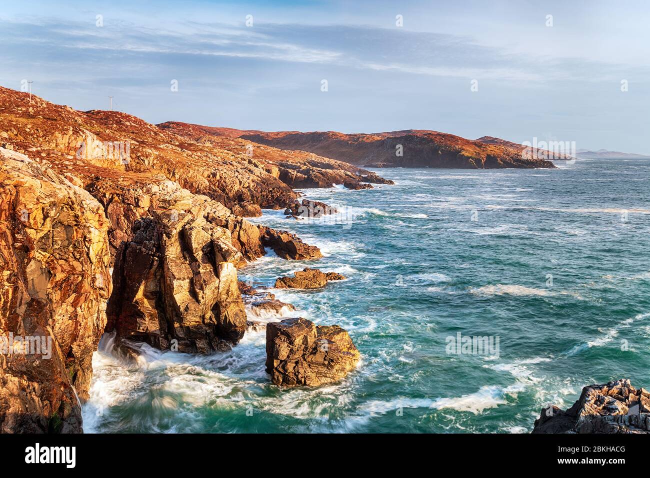 Scogliere frastagliate a Hushinish sull'isola di Harris nelle isole occidentali della Scozia Foto Stock