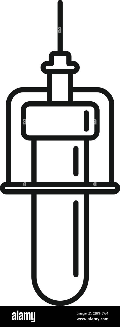Icona della provetta per il test del sangue del diabete. Contorno del vettore della provetta per il test del sangue del diabete per il web design isolato su sfondo bianco Illustrazione Vettoriale