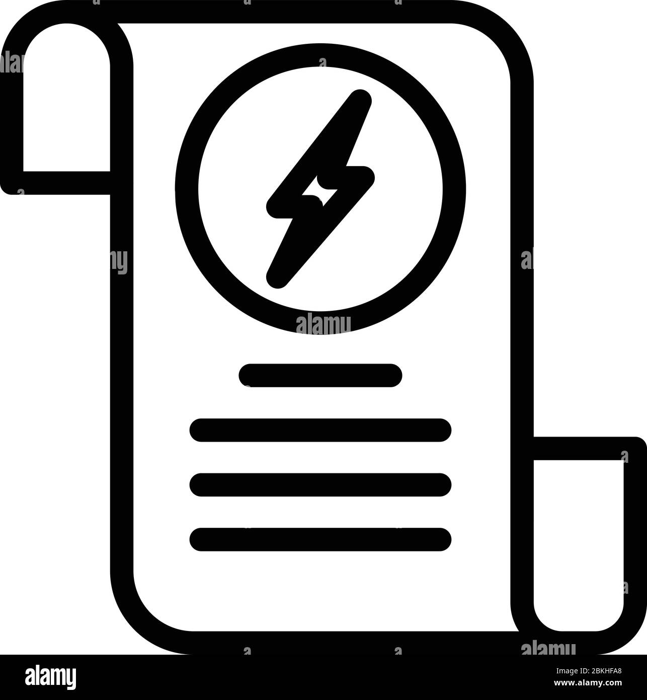 Icona della bolletta elettrica, stile del contorno Illustrazione Vettoriale
