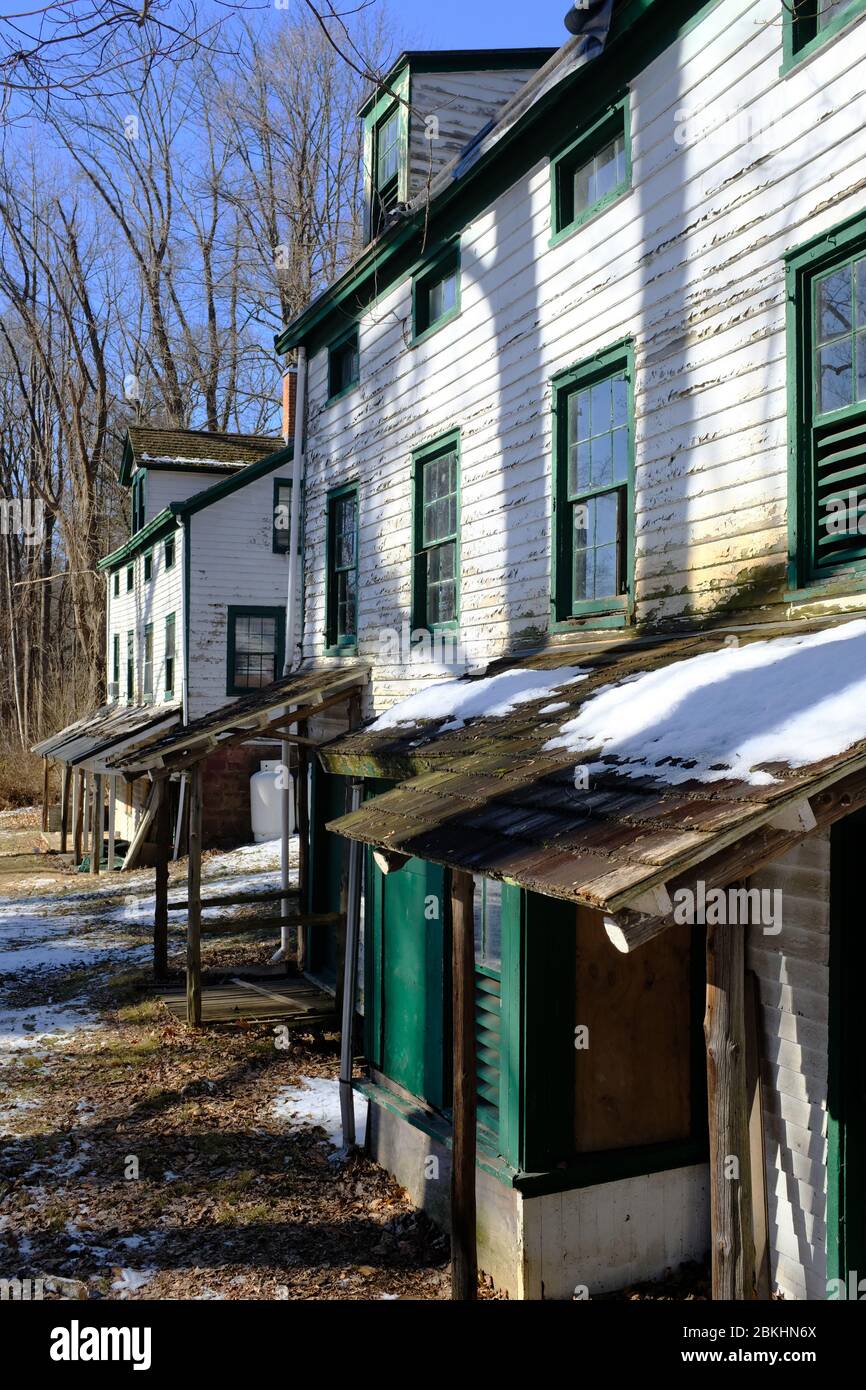 Una casa abbandonata nel villaggio deserte di Feltville.Berkeley Heights.New Jersey.USA Foto Stock