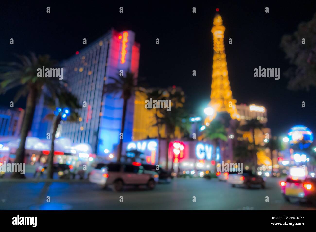 Abstract sfondo sfocato di Las Vegas città cityscape in Nevada USA la notte Foto Stock