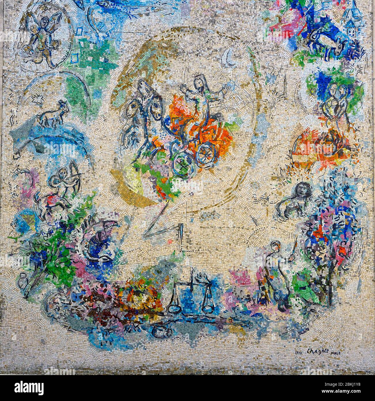 Francia, Alpes Maritimes, Nizza, Museo Nazionale di Marc Chagall da architetto Andre Hermant e creato su iniziativa di Andre Malraux, il profeta Elia (1971) Mosaico di Marc Chagall Foto Stock