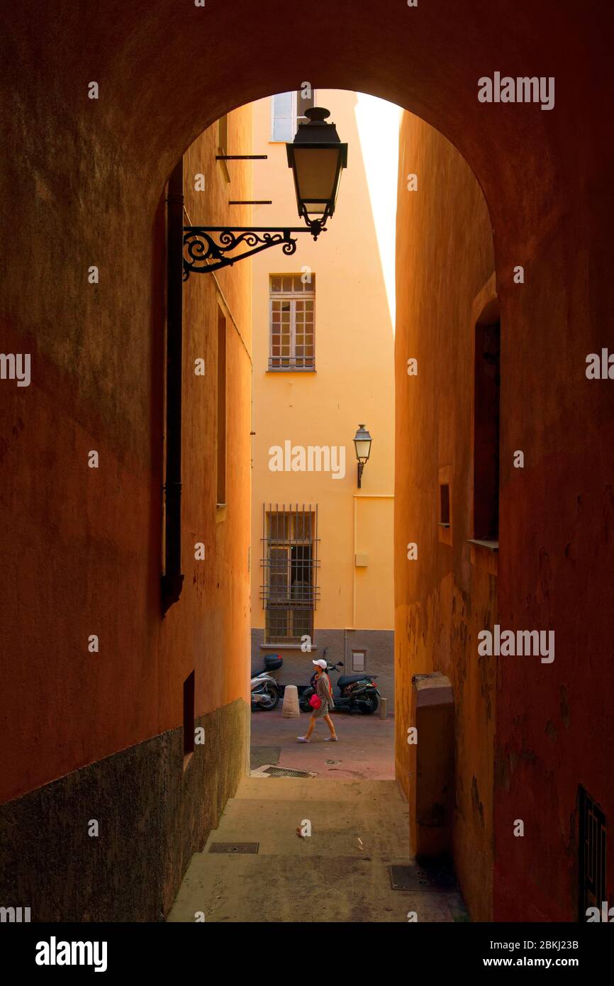 Francia, Alpes-Maritimes, Nizza, la città vecchia, Ruelle du Seminaire Foto Stock