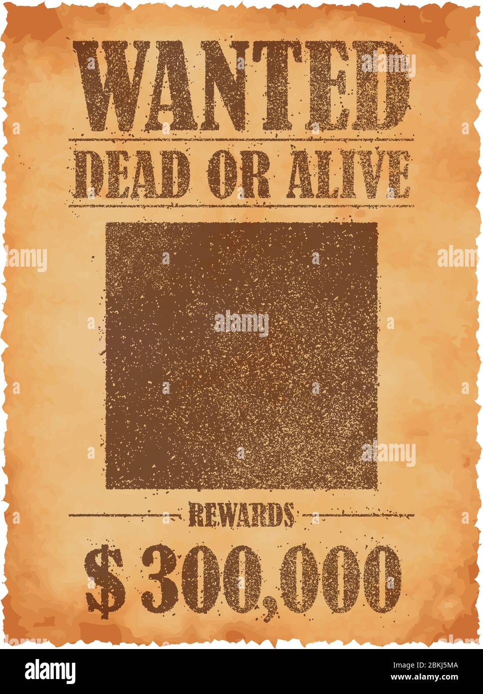 Grunged Wanted carta modello vettoriale illustrazione / American Old West. Illustrazione Vettoriale