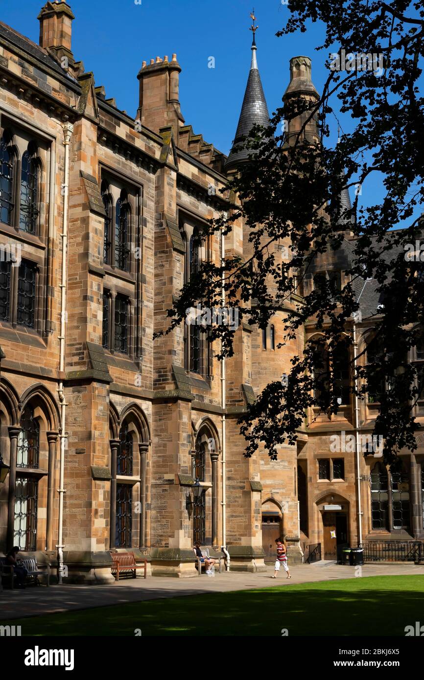 Regno Unito, Scozia, Glasgow, Università di Glasgow che ha ispirato l'universo di Harry Potter, fondata nel 1451 sotto Giacomo II di Scozia, è la quarta università più antica del mondo anglosassone Foto Stock