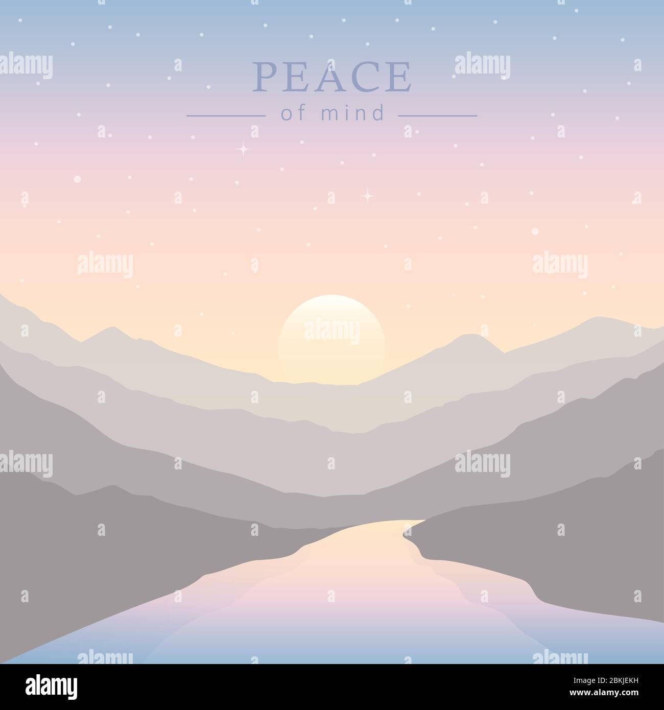 Tranquillità del paesaggio natura con grande fiume al tramonto illustrazione vettoriale EPS10 Illustrazione Vettoriale