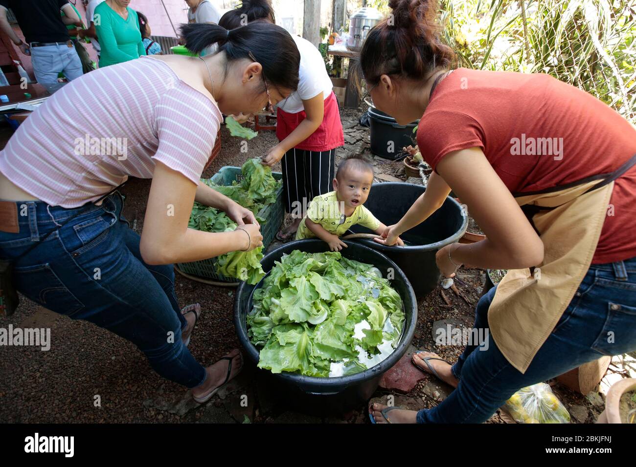 Francia, Guiana, Javouhey, Hmong mercato Foto Stock