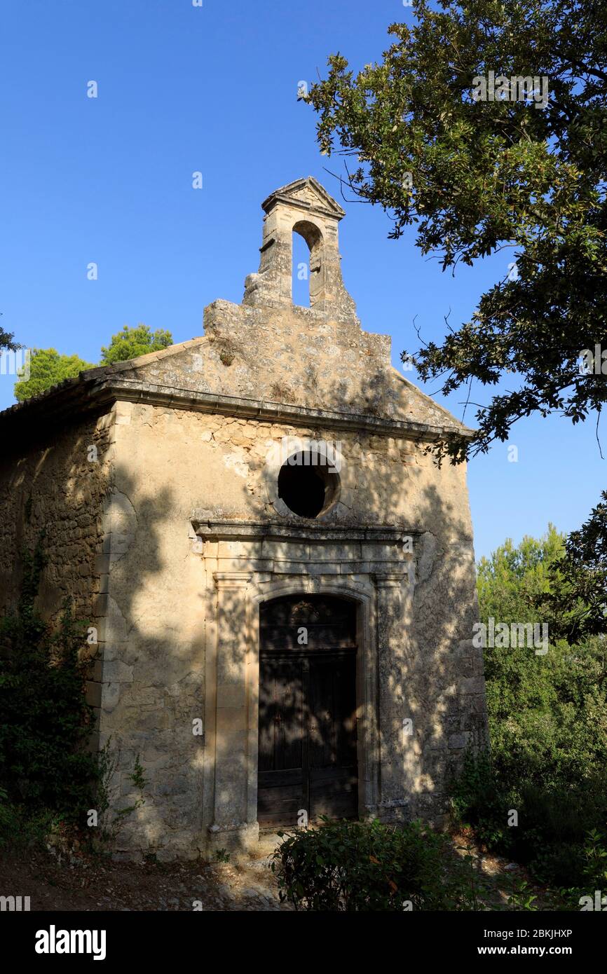 Francia, Vaucluse, parco naturale regionale del Luberon, Opede le Vieux, rue de Penitents, cappella Foto Stock