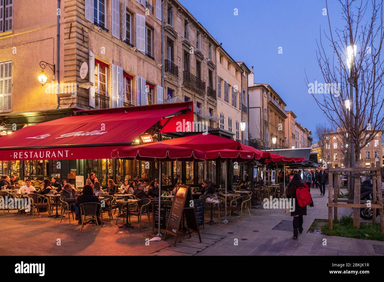 Francia, Bouches-du-Rhône (13), Aix-en-Provence, Cours Mirabeau, Café le Grillon Foto Stock