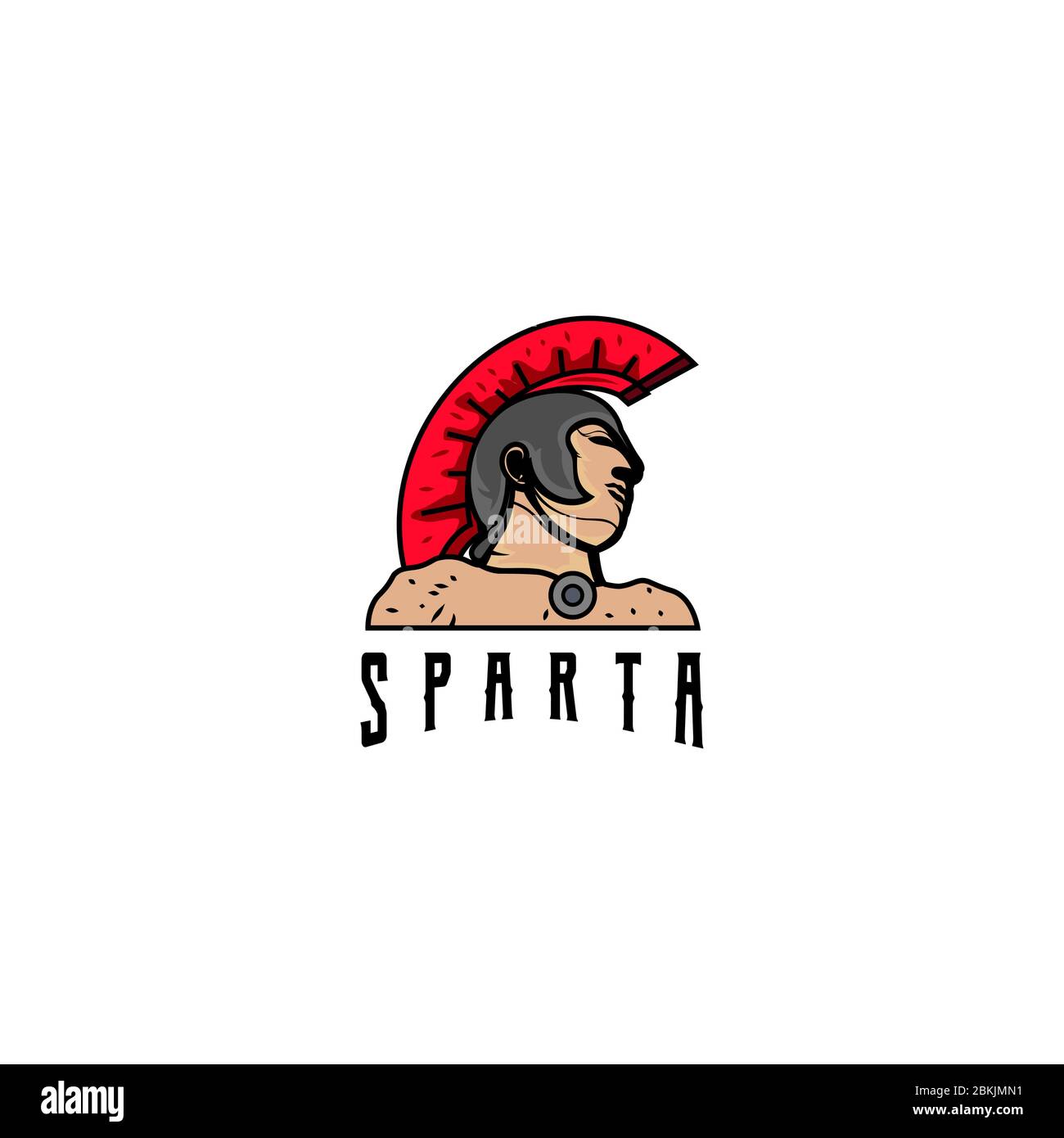 Illustrazione vettoriale del design della testa e del logo del casco Sparta Illustrazione Vettoriale