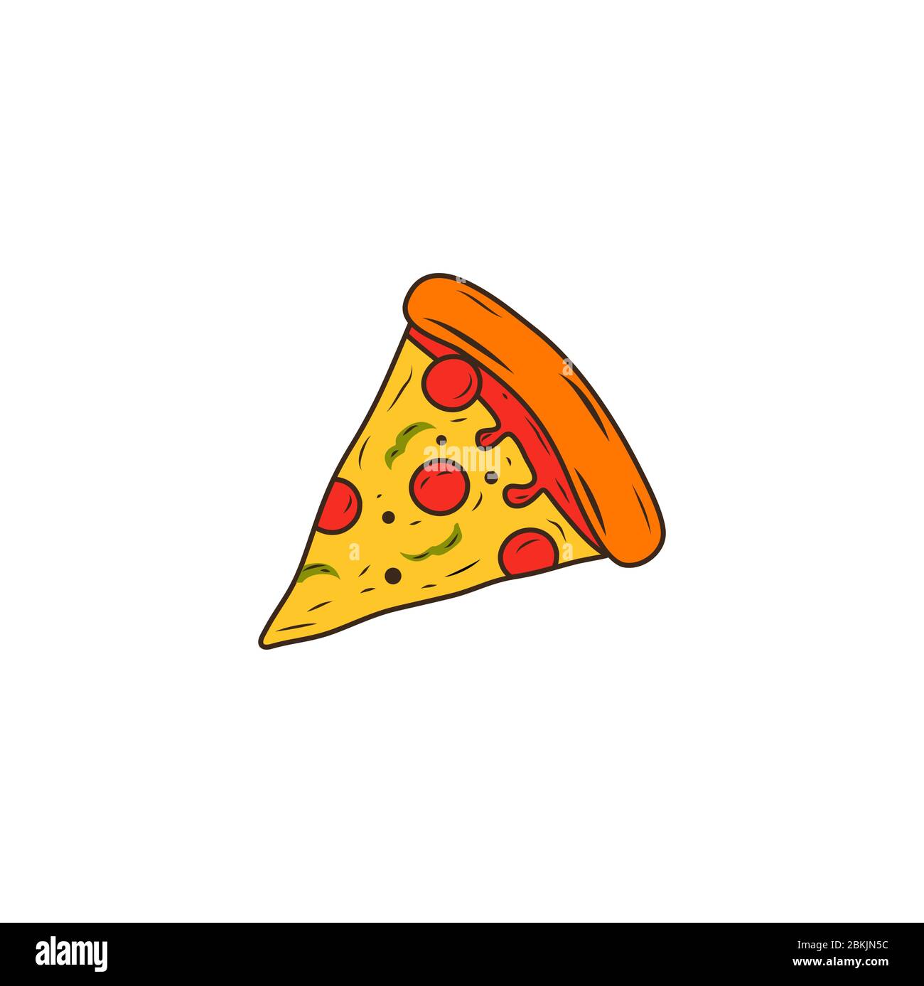 Pizza fetta illustrazione vettoriale, ispirazione per il design del logo della pizza Illustrazione Vettoriale