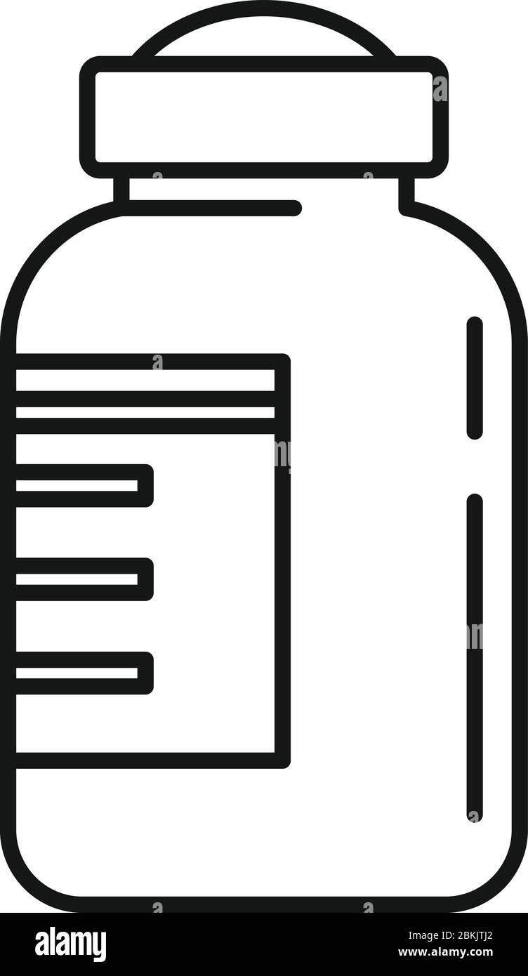 Icona flacone di insulina. Contorno del vettore del flacone di insulina per disegno web isolato su sfondo bianco Illustrazione Vettoriale