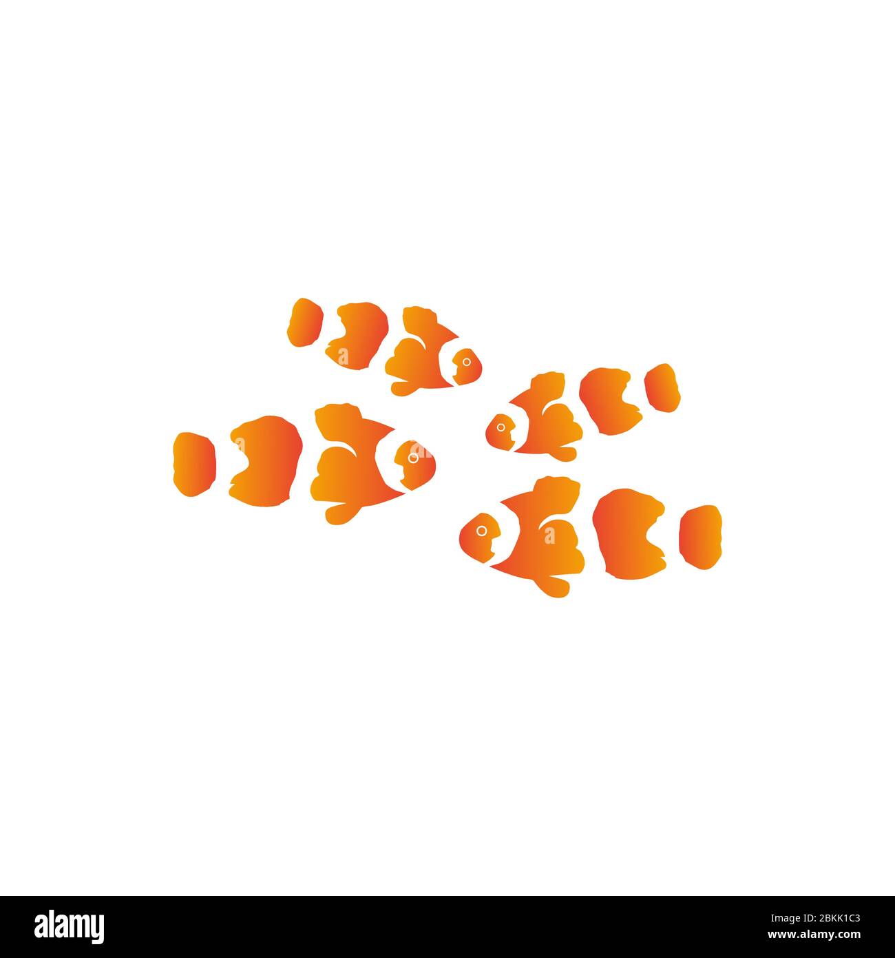 Design con logo Clownfish in cluster, ispirazione per il design con logo FISH. Illustrazione Vettoriale